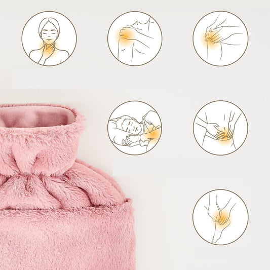 BLUMTAL Premium rubber hot water bottle 1.5 litres + fleece cover 21 x 31 cm