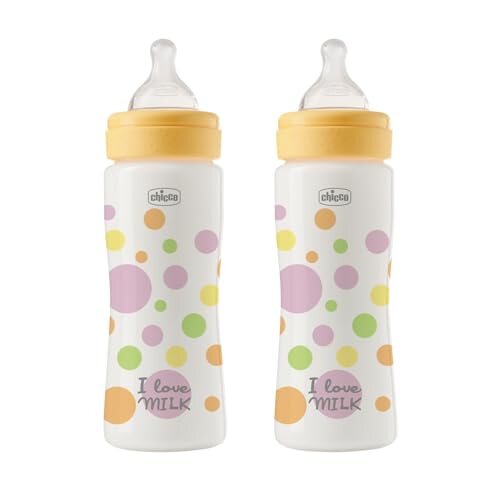 CHICCO Perfect Easy butelki 330 ml szybki przepływ 2 szt. butelki antykolkowe dla niemowląt