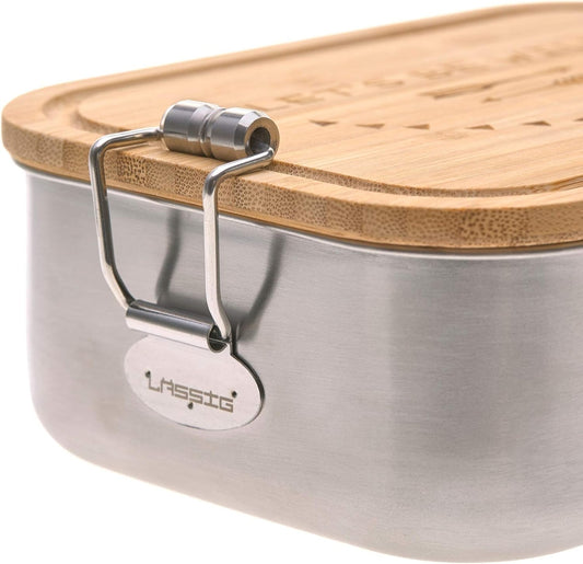 LASSIG Garden Explorer stalen-bamboe lunchbox 12,7 x 17,5 cm