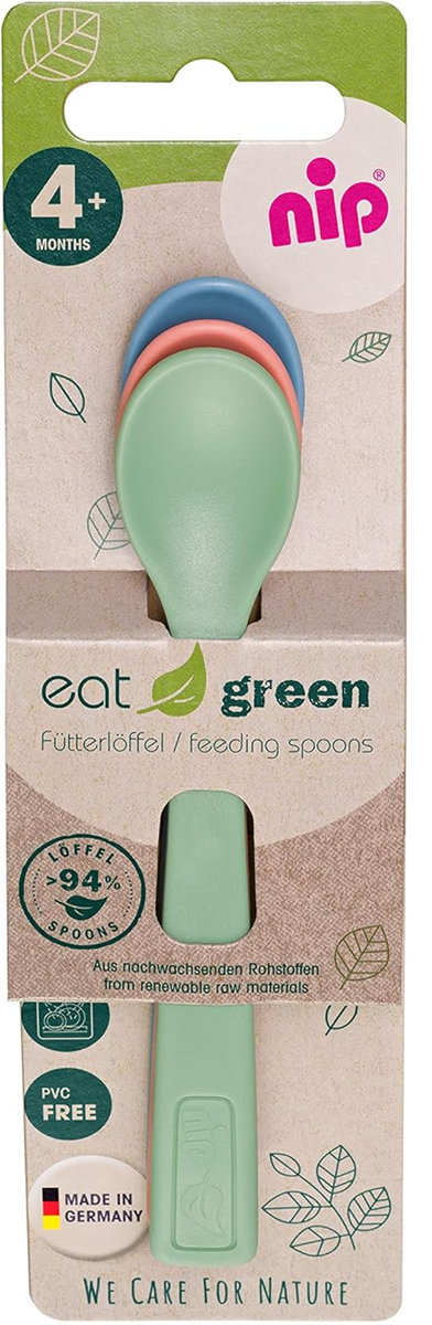 NIP Eat Green lot de 3 cuillères 14 cm 4 m+