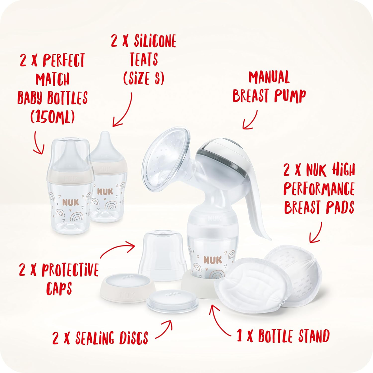 NUK sacaleches manual + set de biberones Perfect Match 150 ml