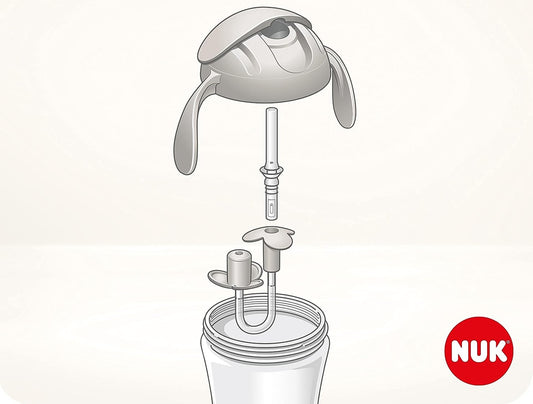 NUK Motion Cup NIEKAPEK z elastyczną słomką 8 m+ zielony kubek niekapek 230 ml z uchwytami i osłonką
