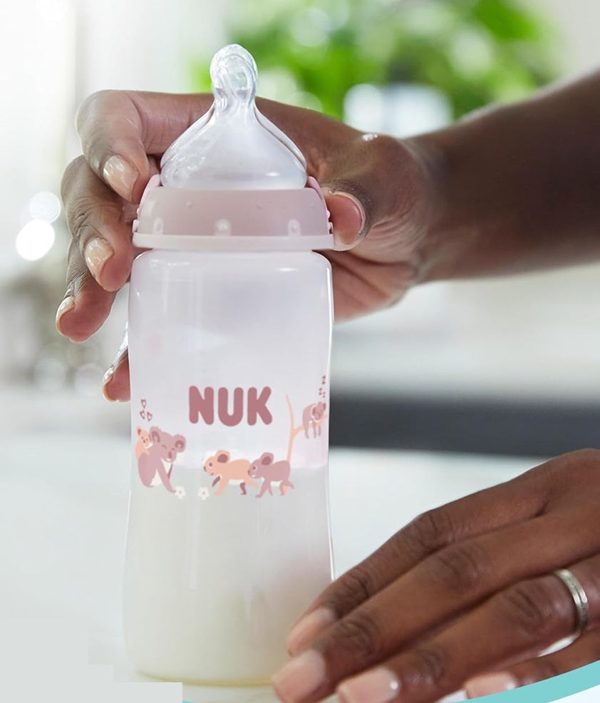 NUK First Choice zestaw 3x butelka 300 ml smoczek M 3 m+ KOALA, przezroczysta butelka dla niemowląt