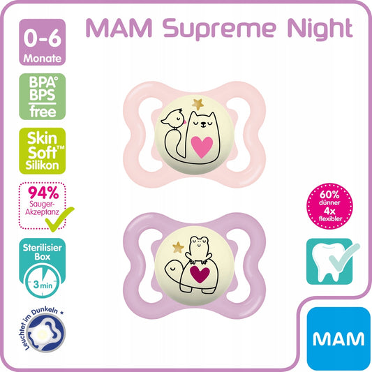 MAM SUPREME NUIT silikónový cumlík 2-6 mesiacov