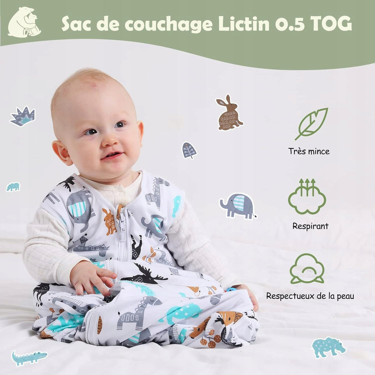 LICTIN letný spací vak 0,5TOG 65-85cm x2