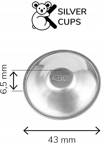 KOALA BABYCARE nakładki na brodawki ze srebra – srebrne osłonki Silver Cups, 43 mm, ochrona i komfort