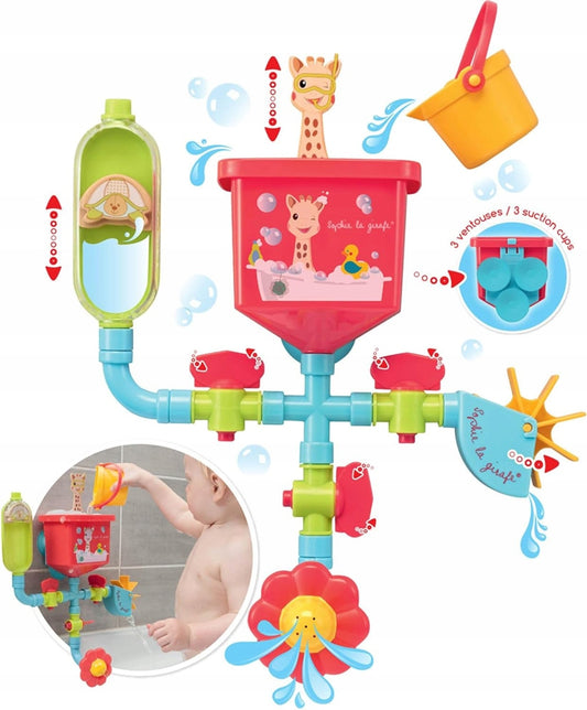 SOPHIE LA GIRAFE giocattoli da bagno con ventose tubi, mulino, annaffiatoio