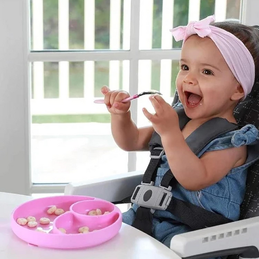 CHICCO Easy Menu tří-dílný silikonový talíř s přísavkou 12 m+