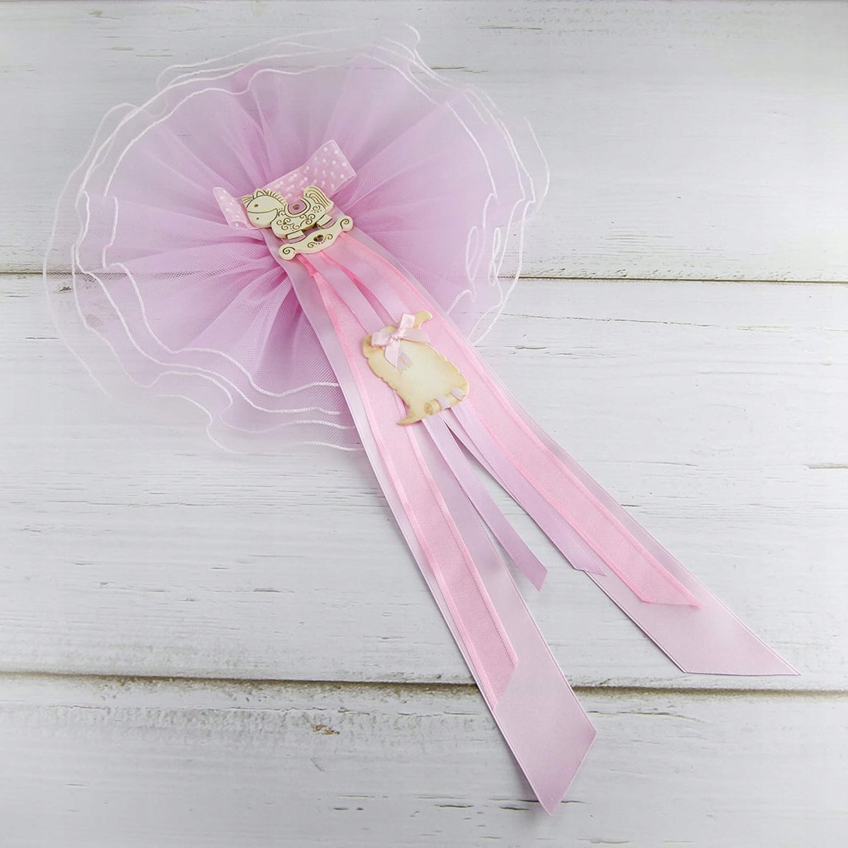 MARELI noeud de naissance pour bébé 32 cm céramique tulle satin