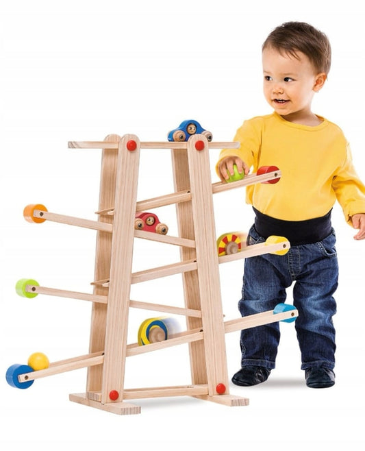 EICHHORN pista de canicas de madera con 2 coches 67x56 cm