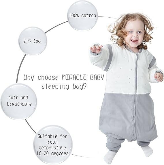 MIRACLE BABY Winterschlafsack 2,5TOG 90 abnehmbare Ärmel
