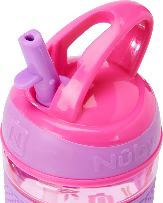 NUBY Hard Straw Cup borraccia in tritan con cannuccia 3m+ 360 ml FIORI