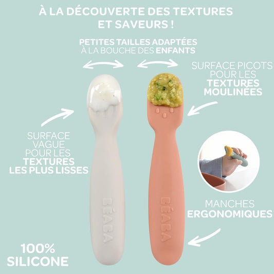BEABA cucchiaino in silicone x2 4 mesi+ O
