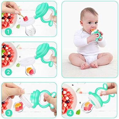 OLADWOLF massaggiagengive dosatore di frutta per bambini 3-12 mesi 1 pezzo 4 tettarelle