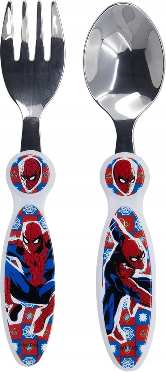STOR forchetta e cucchiaino in acciaio inox 14 cm SPIDERMAN