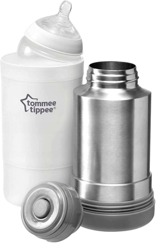 TOMMEE TIPPEE podgrzewacz termos PODRÓŻNY z butelką i nakrętką, stal nierdzewna do karmienia dziecka