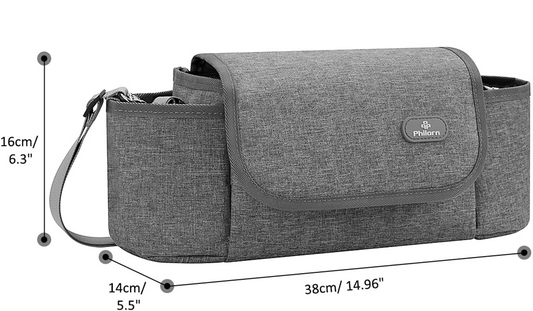 PHILORN tas voor kinderwagen en schouder 38 x 16 cm + verschoningsmatje