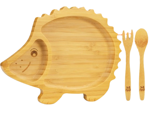 BABYLOVIT ciotola in bambù con ventosa + cucchiaio e forchetta JEŻ