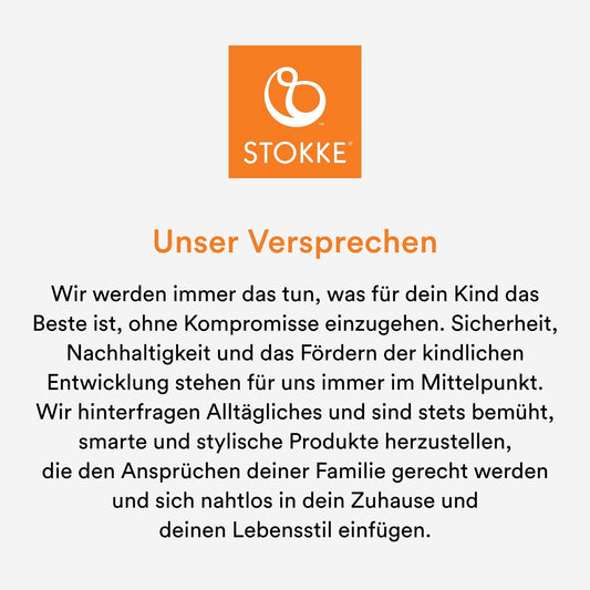 STOKKE LIMAS FLEX nosidełko ergonomiczne 4-20kg, logo Stokke i informacja o bezpieczeństwie oraz zrównoważonym rozwoju