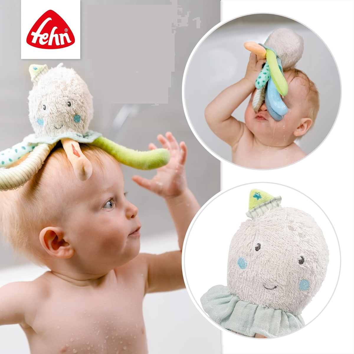 Giocattolo da bagno in peluche FEHN POLPO 17 cm 0+