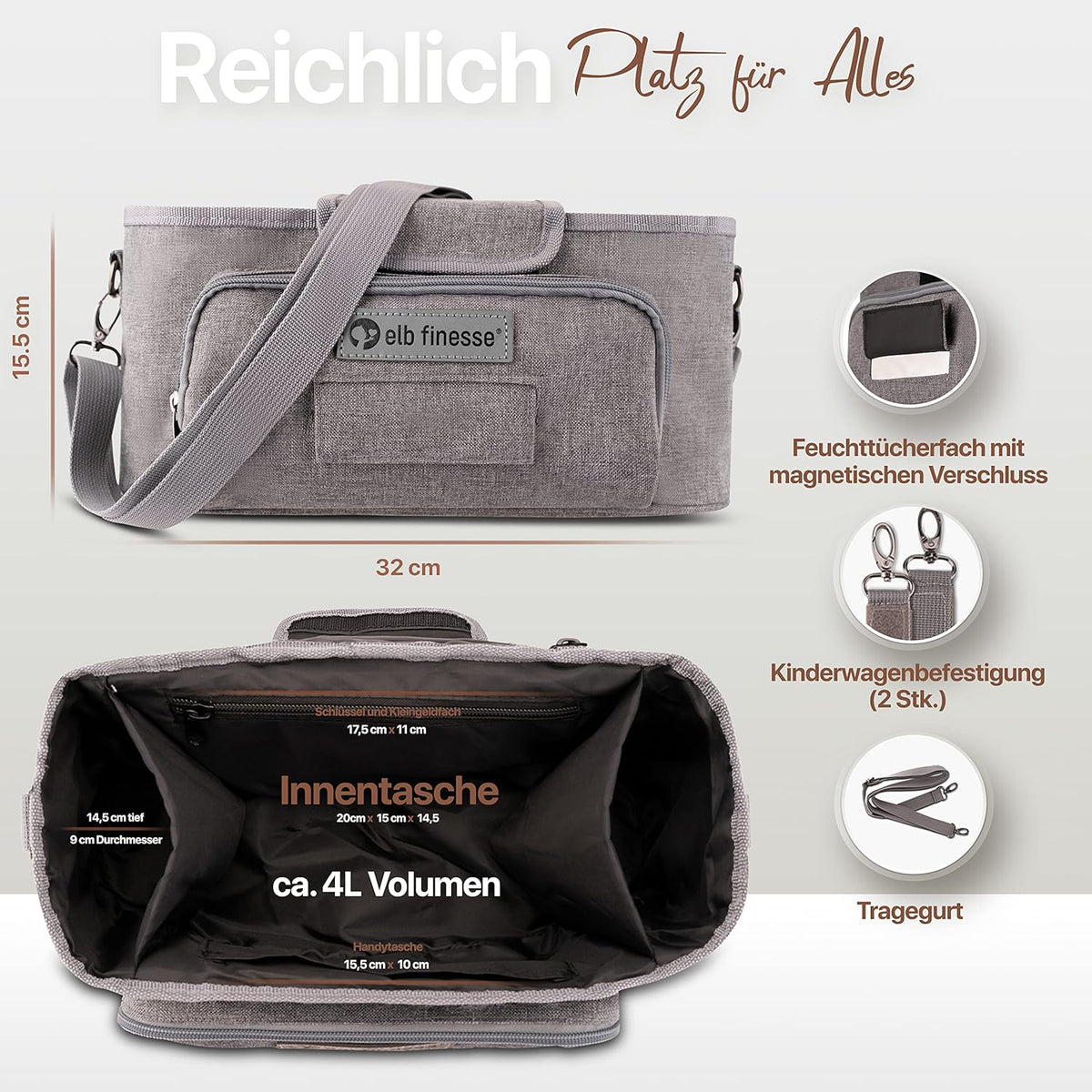 ORGANIZER per passeggino per accessori 32x15cm