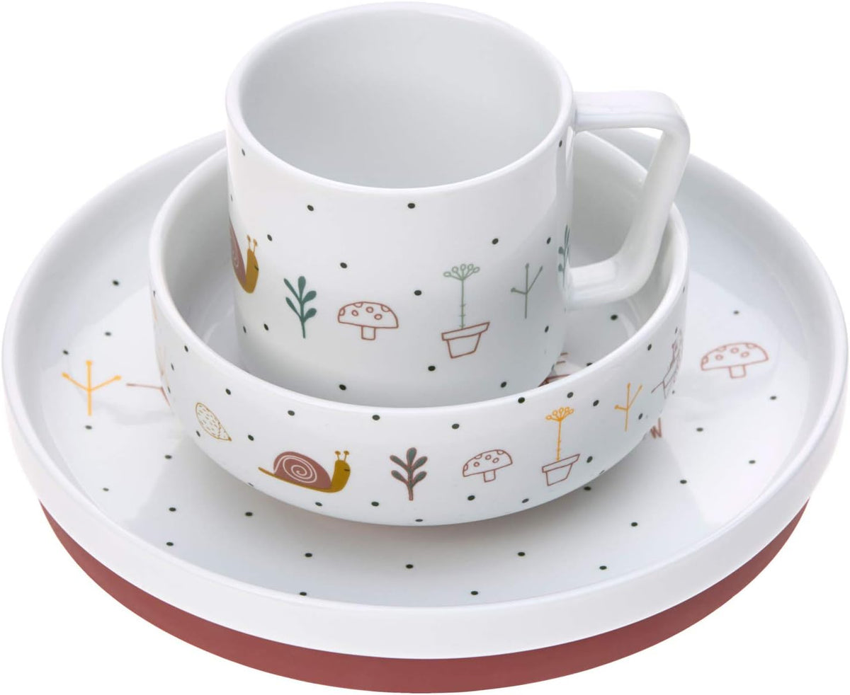 LASSIG Garden Explorer set de vajilla de porcelana 3 piezas para niños