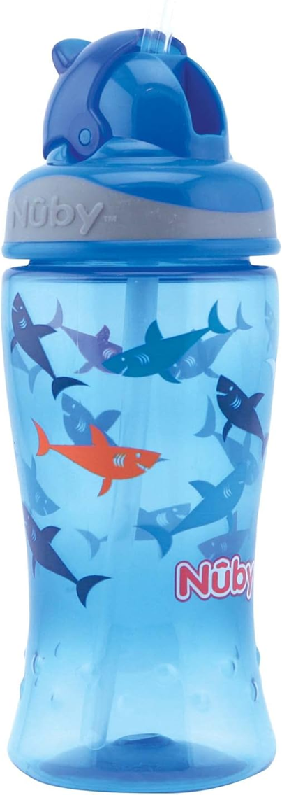 NUBY Flip-it Cup anti-lekbeker met rietje 12 m+ 360 ml HAAIEN