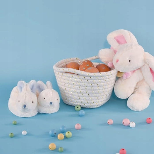 DOUDOU et COMPAGNIE zachte babyslofjes met rammelaars KONIJNEN