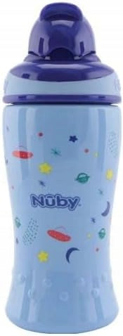 NUBY bidon x2 12m+ 18m+ 360ml niebieski kubek dla niemowląt 360 ml z ustnikiem, praktyczny zestaw promocyjny