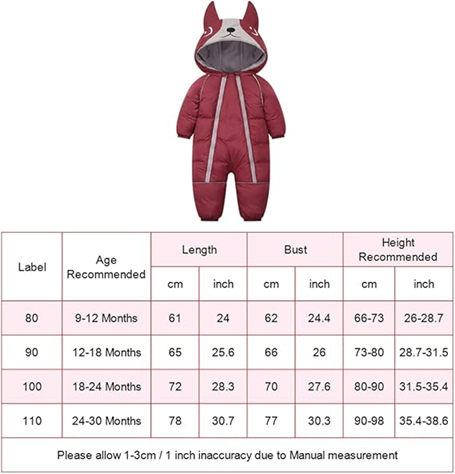 JIAMY combinaison d'hiver avec capuche 12-18 mois 90