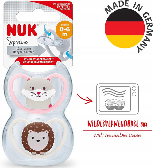 NUK Space upokojujúci cumlík silikón x4 0-6 mes. + box