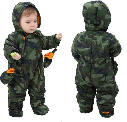 JIAMY zimní overal s kapucí 6-9 měsíců + rukavičky botičky