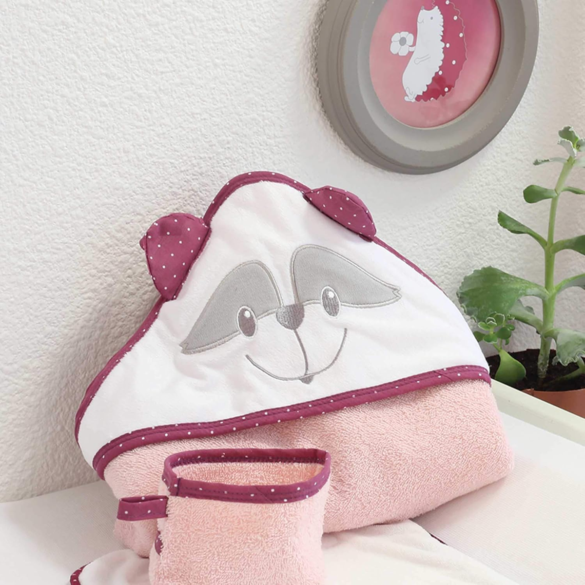 TROIS KILOS SEPT asciugamano con cappuccio 70x70 cm + guanto da bagno
