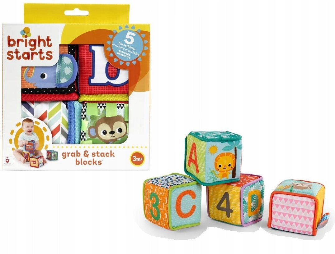 BRIGHT STARTS mäkké edukačné kocky GRAB & STACK