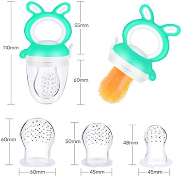 OLADWOLF bijtring fruit feeder voor baby's 3-12m 1 stuk 4 spenen
