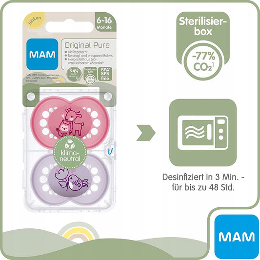 MAM ORIGINAL PURE upokojujúci cumlík x2 6-16m