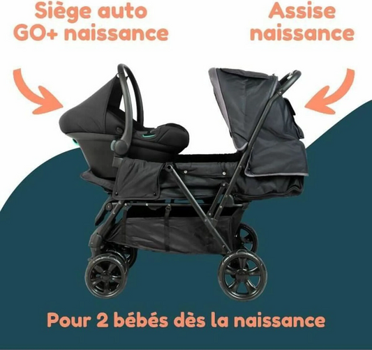 BAMBISOL Zwillingswagen + Autositz Gruppe 0