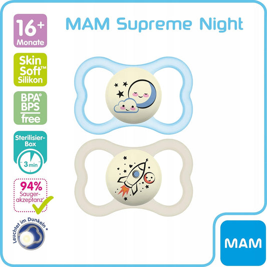 MAM SUPREME NIGHT silikónový cumlík 16m+