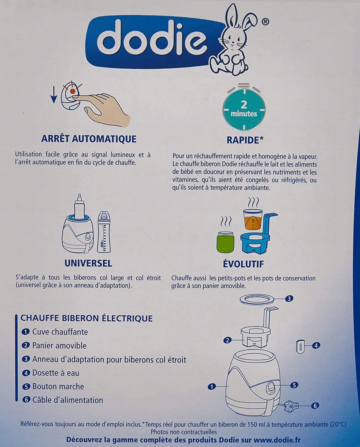 DODIE chauffe-biberon et chauffe-petits pots 2-4 min