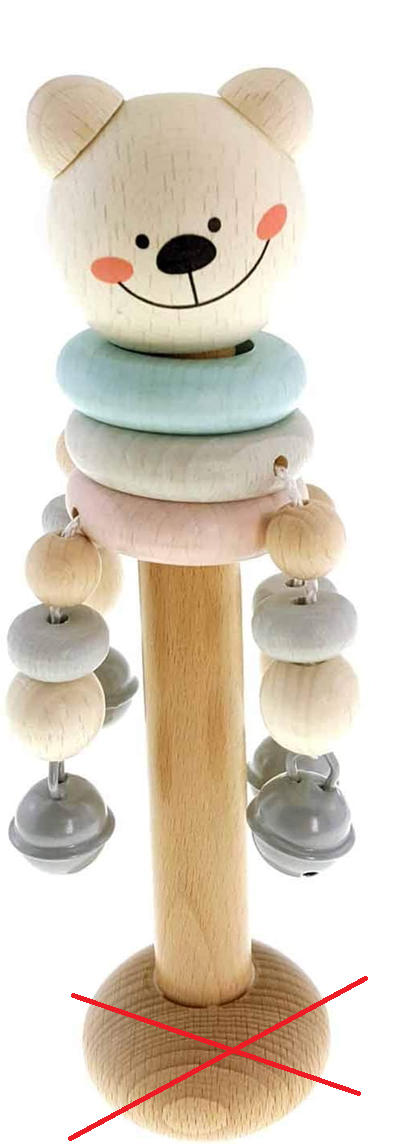HESS sonajero de madera con cascabeles 18 cm OSO
