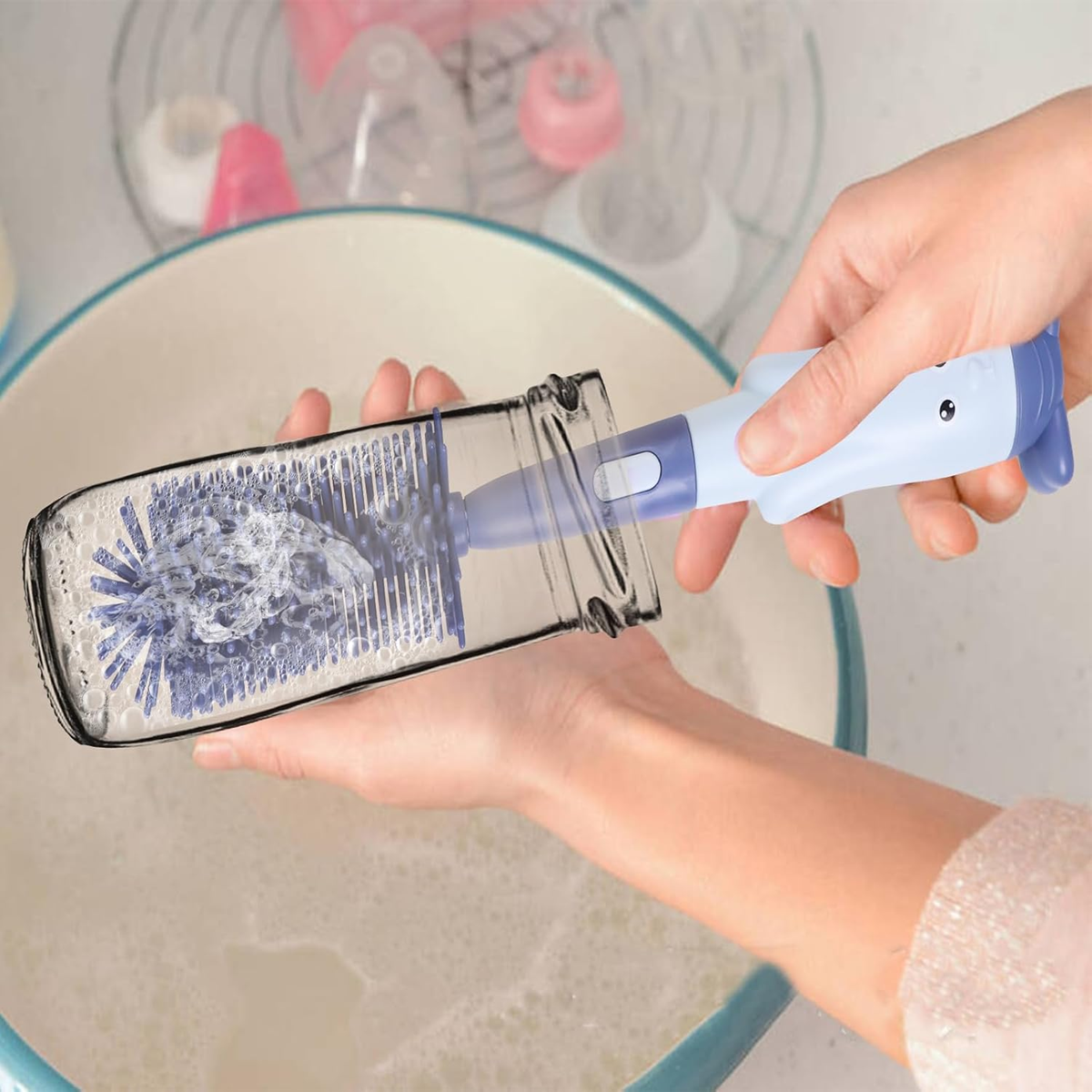 ABIRDON 3-in-1 Silikon-Reinigungsbürsten für Flaschen, Sauger, Strohhalme 28cm