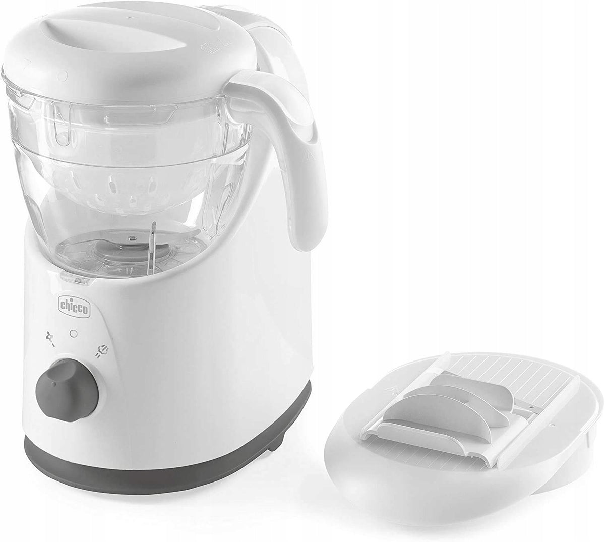 CHICCO Easy Meal 4w1 robot kuchenny 1550 ml biały z szatkownicą i pojemnikami do gotowania