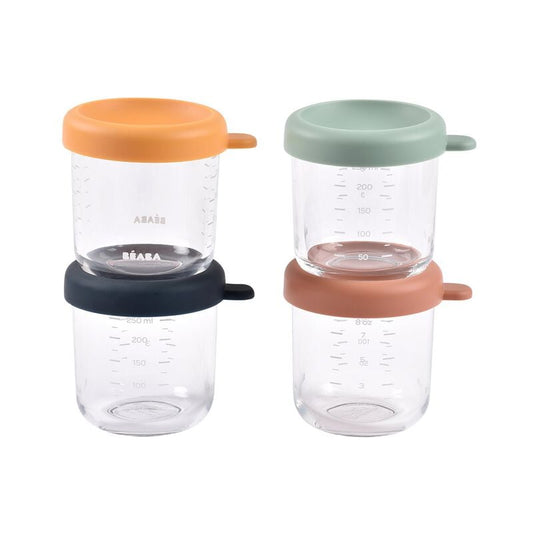 Béaba Sunrise glass food containers with lids 250ml x4