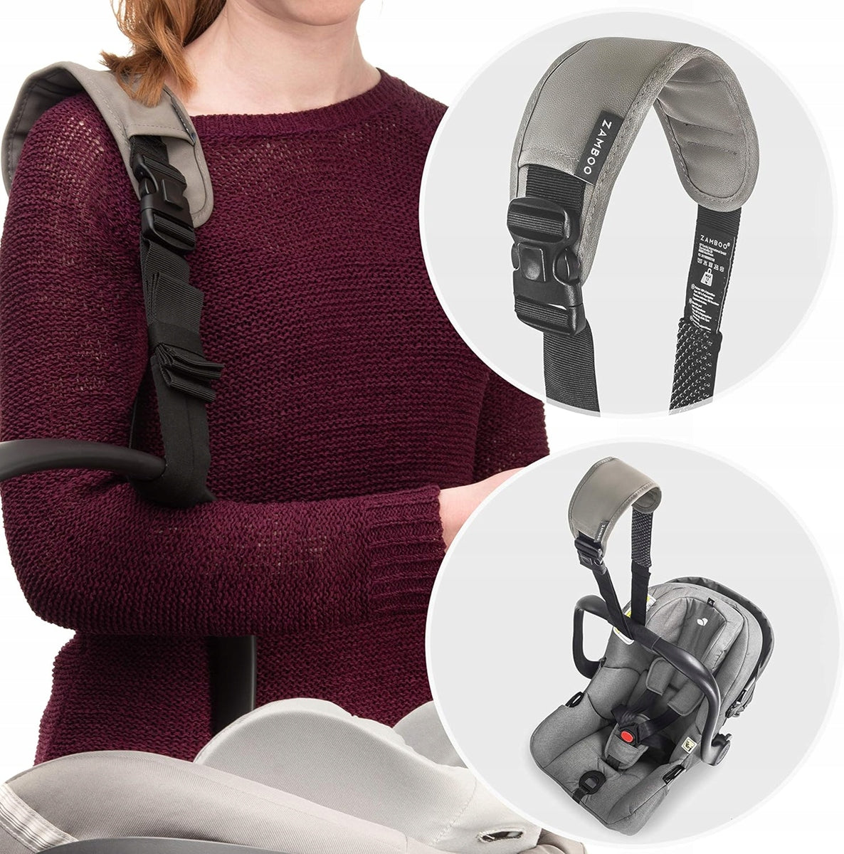 ZAMBOO tracolla per il trasporto del seggiolino auto 72-143 cm