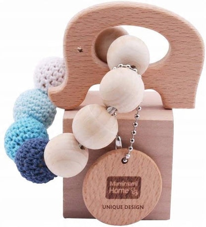 MAMIMAMI houten bijtring en kralen + olifant etui