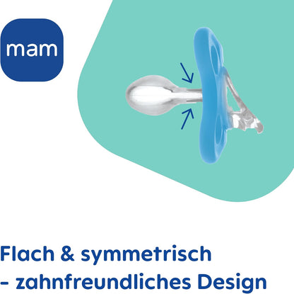 MAM Comfort smoczki silikonowe 0-3 mies. różowe 2 szt. z płaską symetryczną końcówką przyjazną dla zębów