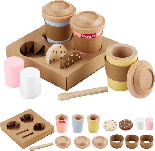 Fisher-Price HXT85 zabawka edukacyjna drewniana zabawka sensoryczna dla dzieci z kolorowymi elementami