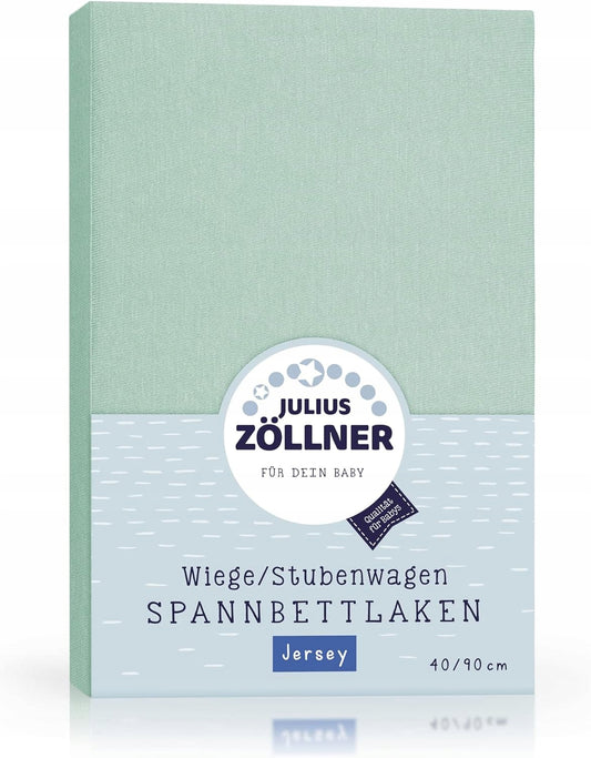 JULIUS ZOLLNER prześcieradło ze ściągaczami 40x90 szałwiowe jersey do wózka i łóżeczka