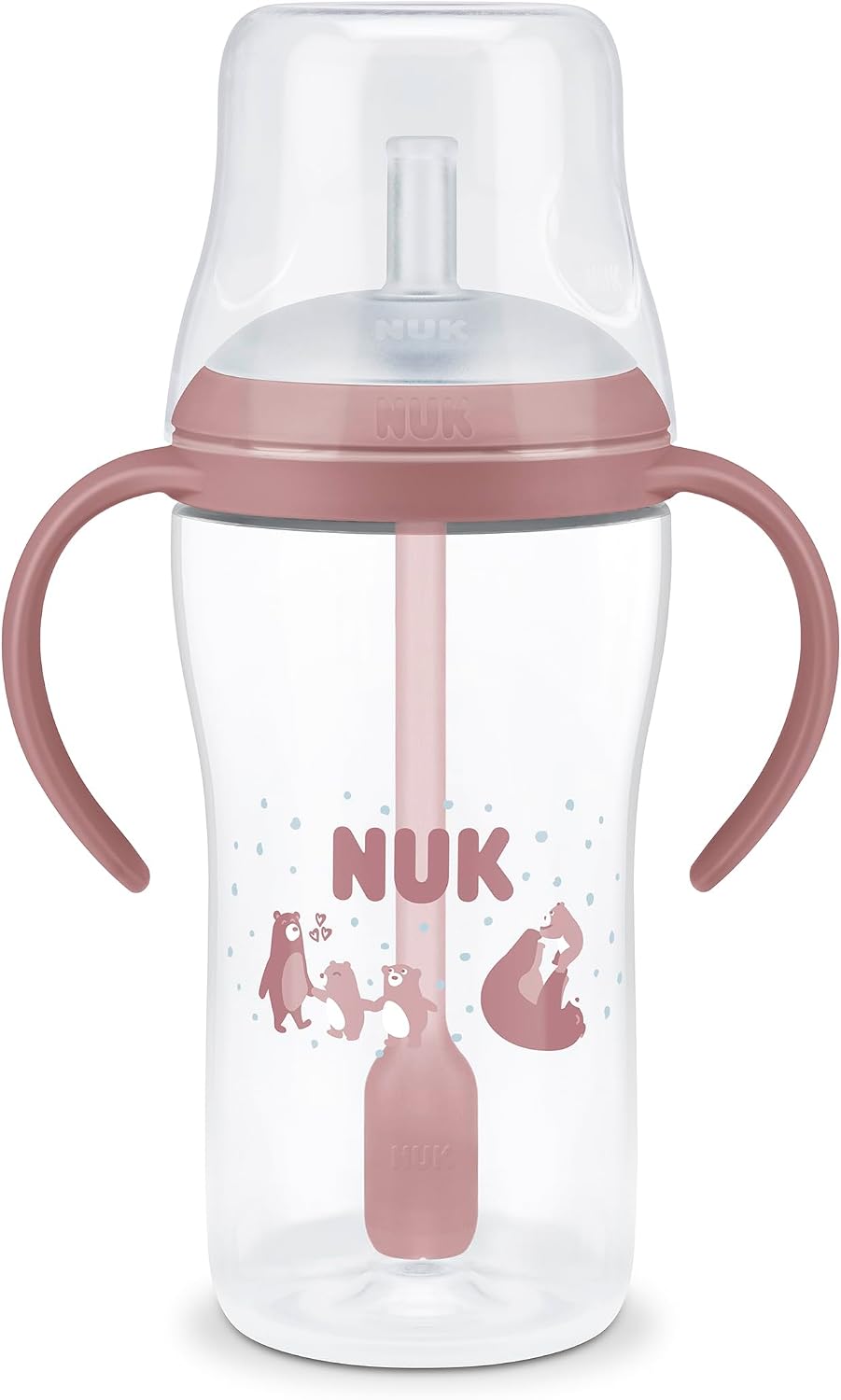 NUK Perfect Match kubek ze słomką 260 ml 8m+ z silikonową słomką, antypoślizgowymi uchwytami i osłonką