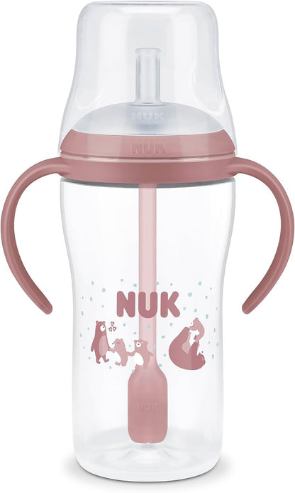 NUK Perfect Match kubek ze słomką 260 ml 8m+ z silikonową słomką, antypoślizgowymi uchwytami i osłonką